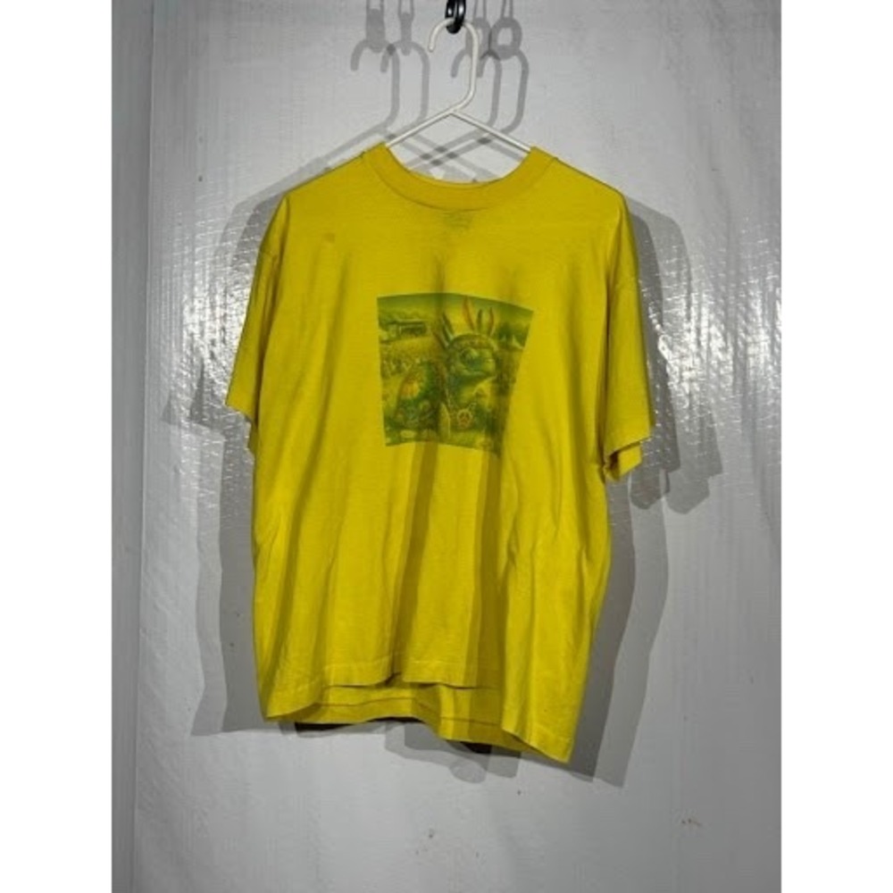 Vintage Hippie Turtle Graphic T-Shirt Yellow Single Stitch USA Made XL FOTL Best
